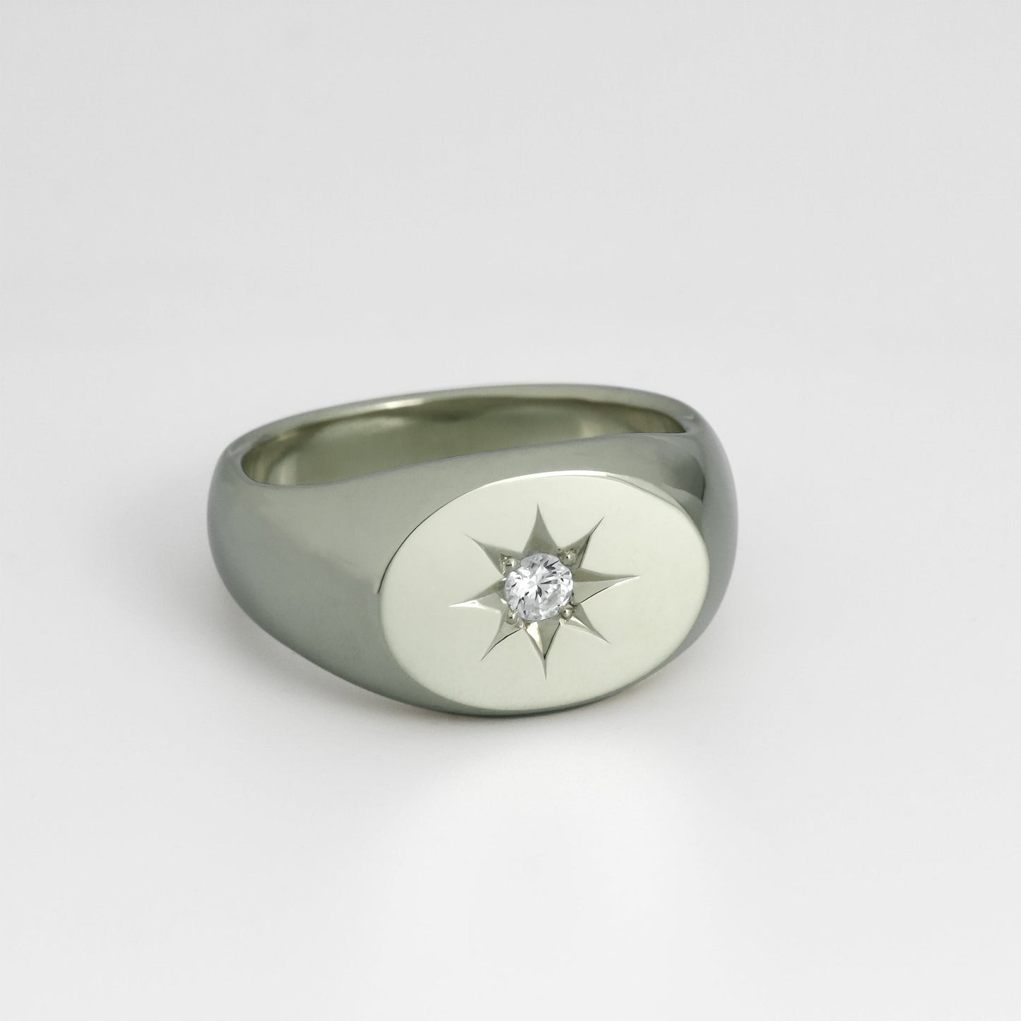 オーバルリング シルバー センターダイヤモンドセッティング