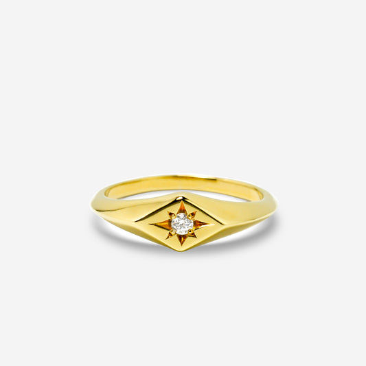 ロンバスリング　イエローゴールド　センターダイヤモンドセッティング